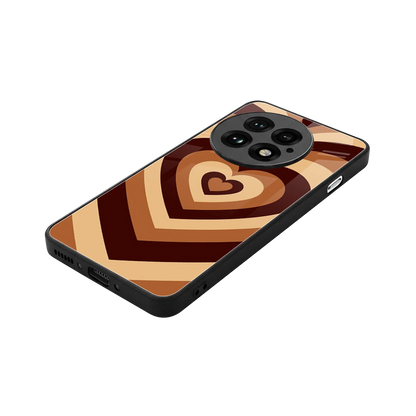 Y2K Brown Hearts stylish phone case for oneplus 13 | glossy glass and slim fit