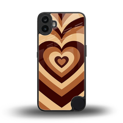 Y2K Brown Hearts back phone cover | glass case for cmf nothing phone 1