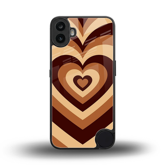 Y2K Brown Hearts back phone cover | glass case for cmf nothing phone 1