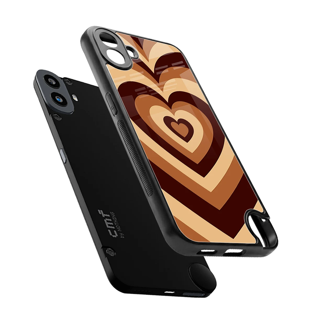 Y2K Brown Hearts sleek cmf nothing phone 1 cover with tempered glass back and TPU edges