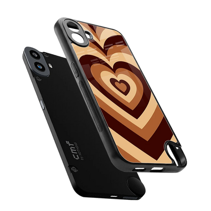 Y2K Brown Hearts sleek cmf nothing phone 1 cover with tempered glass back and TPU edges