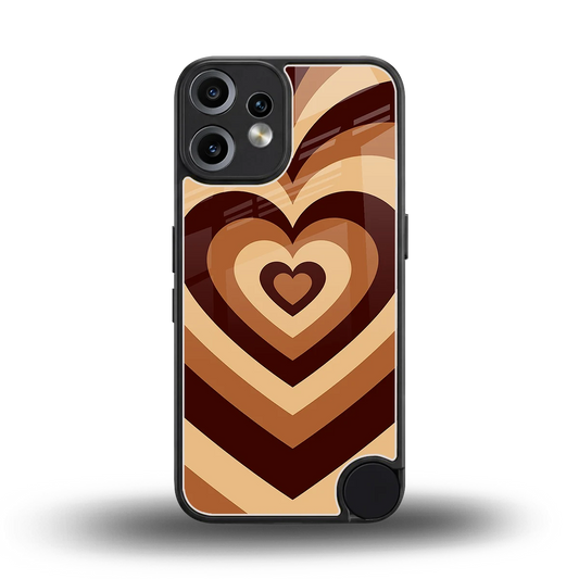 Y2K Brown Hearts back phone cover | glass case for cmf nothing phone 2 pro