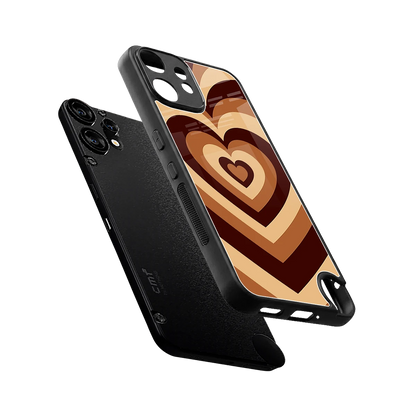Y2K Brown Hearts sleek cmf nothing phone 2 pro cover with tempered glass back and TPU edges