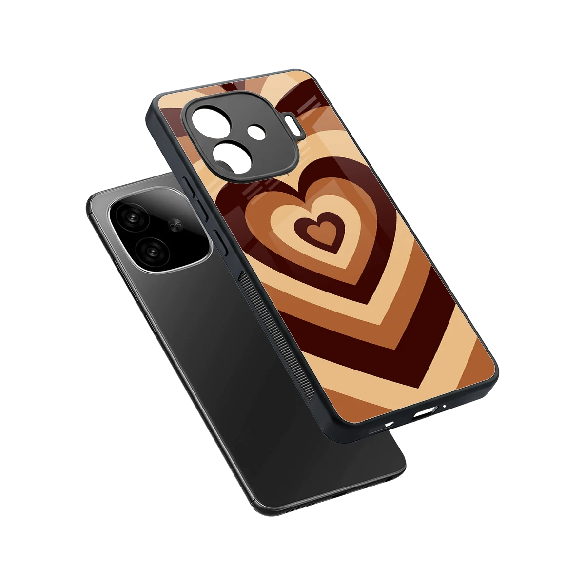 Y2K Brown Hearts sleek iqoo neo 10r 5g cover with tempered glass back and TPU edges