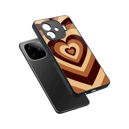 Y2K Brown Hearts sleek iqoo neo 10r 5g cover with tempered glass back and TPU edges