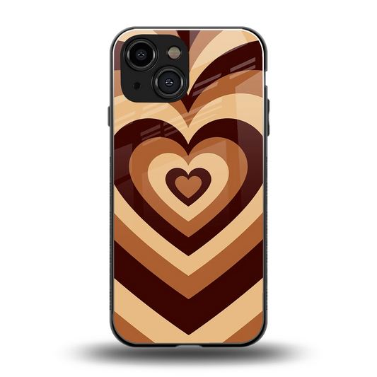 Y2K Brown Hearts back phone cover | glass case for iphone 13 mini