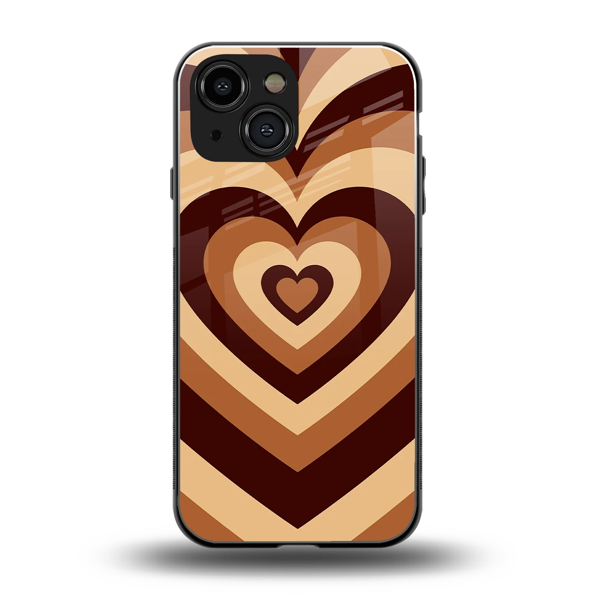 Y2K Brown Hearts back phone cover | glass case for iphone 12 mini