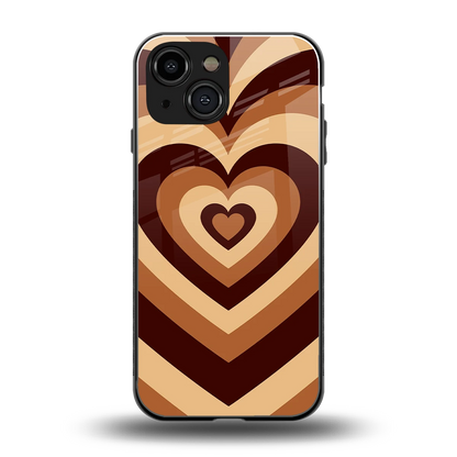 Y2K Brown Hearts back phone cover | glass case for iphone 12 mini