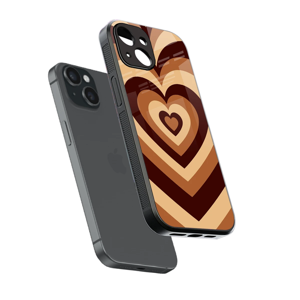 Y2K Brown Hearts sleek iphone 12 mini cover with tempered glass back and TPU edges