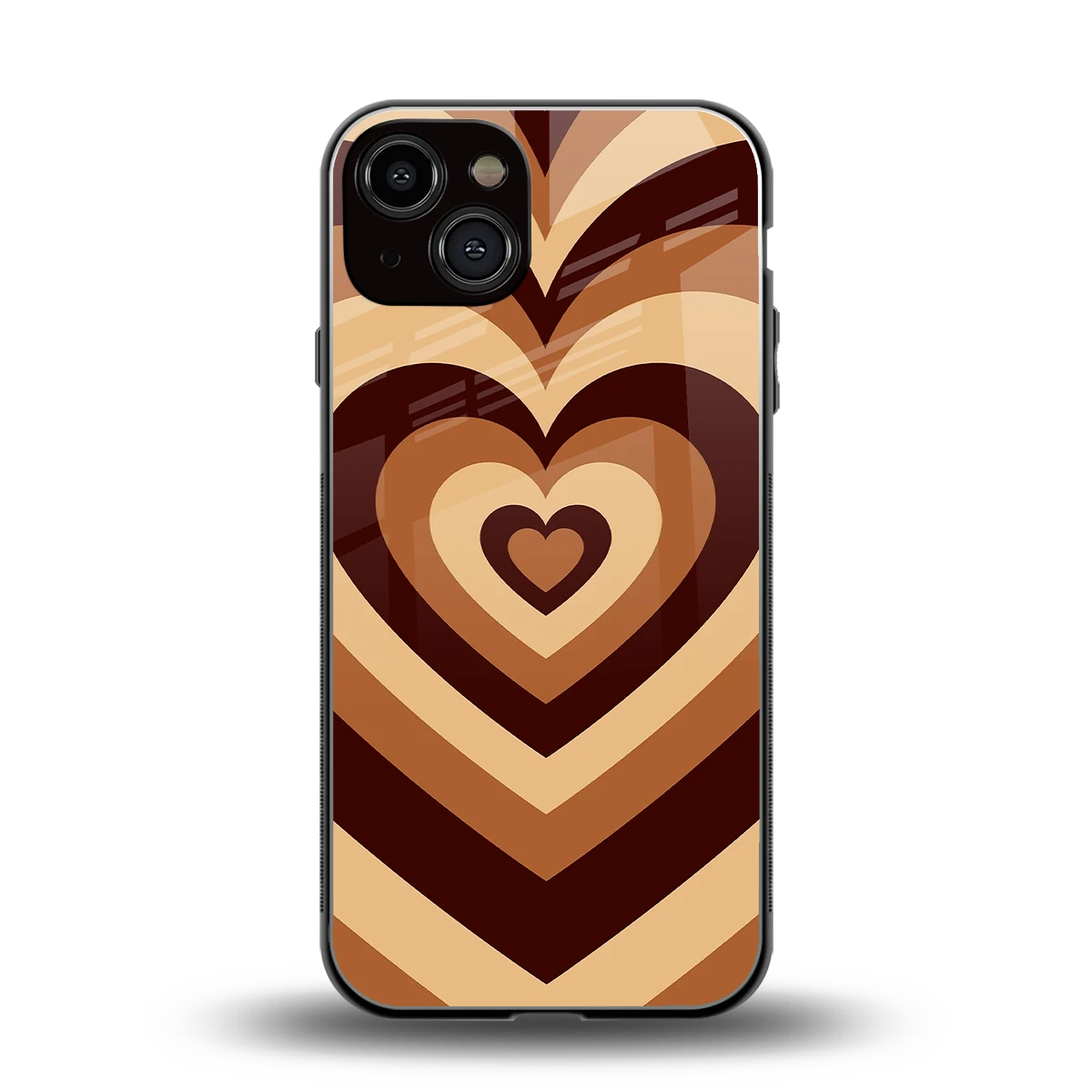 Y2K Brown Hearts back phone cover | glass case for iphone 14
