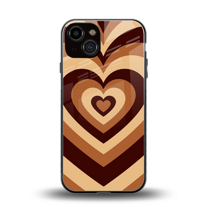 Y2K Brown Hearts back phone cover | glass case for iphone 14