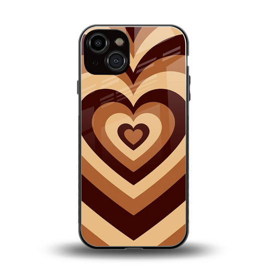 Y2K Brown Hearts back phone cover | glass case for iphone 14