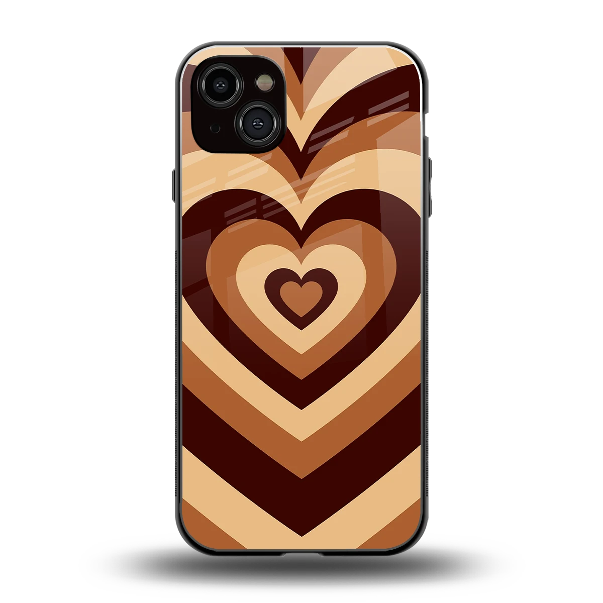 Y2K Brown Hearts back phone cover | glass case for iphone 14 plus