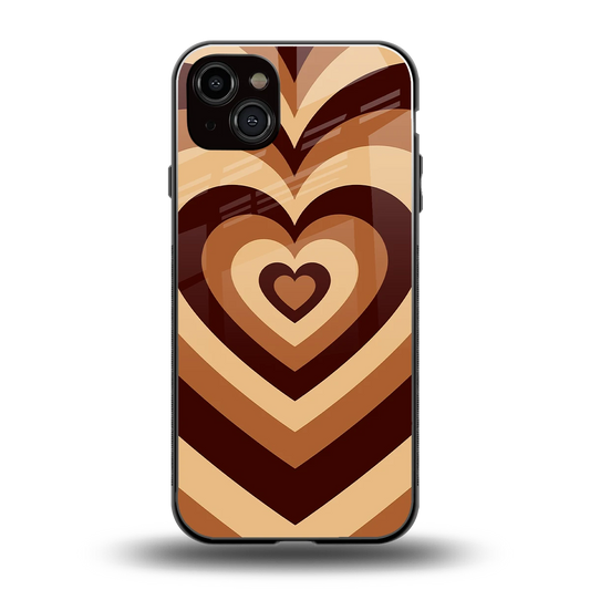 Y2K Brown Hearts back phone cover | glass case for iphone 14 plus
