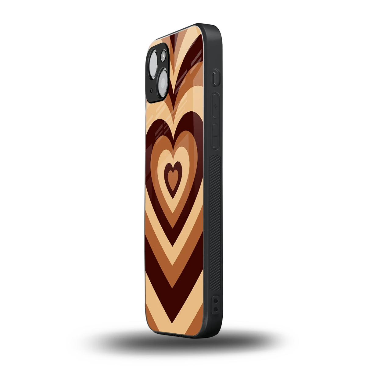 Y2K Brown Hearts iphone 14 plus mobile cover | shockproof glass phone case