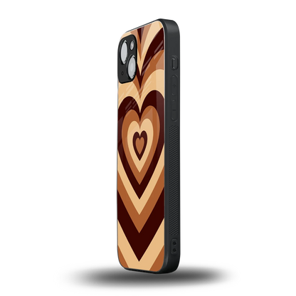 Y2K Brown Hearts iphone 14 plus mobile cover | shockproof glass phone case