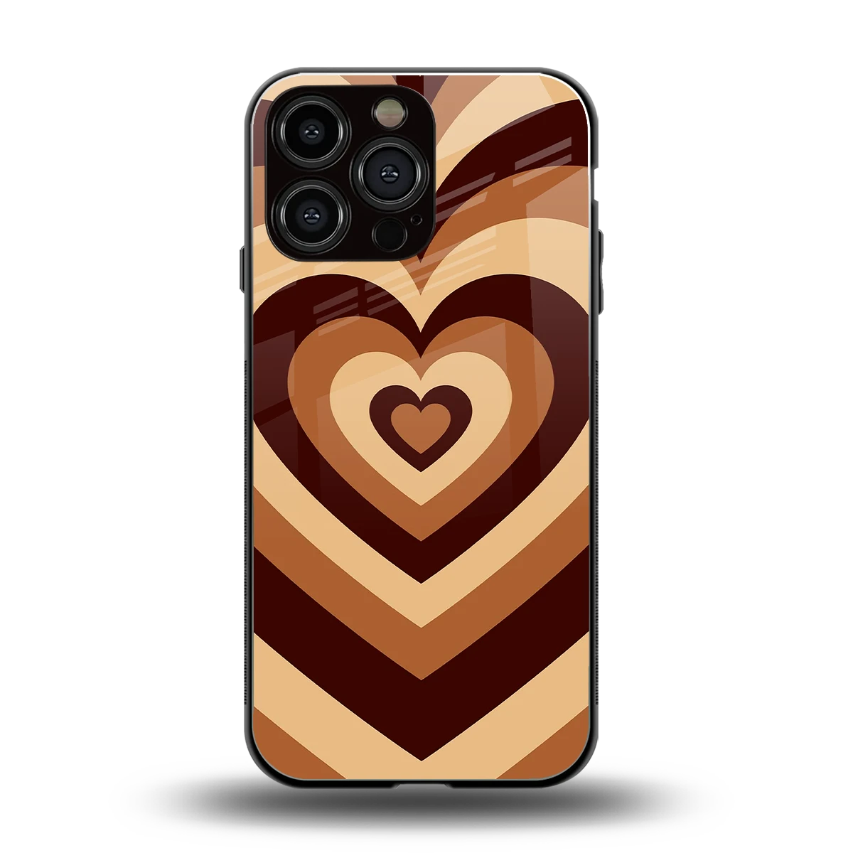 Y2K Brown Hearts back phone cover | glass case for iphone 15 pro max