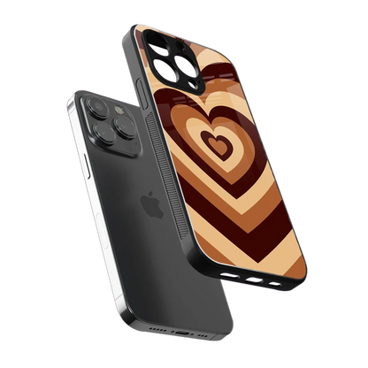 Y2K Brown Hearts sleek iphone 15 pro max cover with tempered glass back and TPU edges