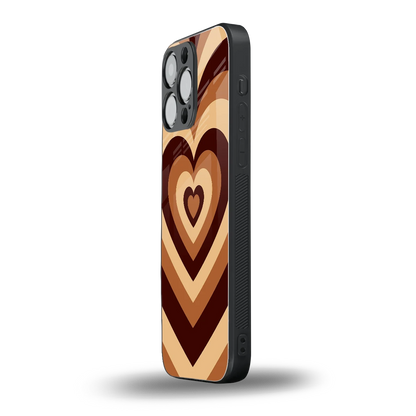 Y2K Brown Hearts iphone 15 pro max mobile cover | shockproof glass phone case