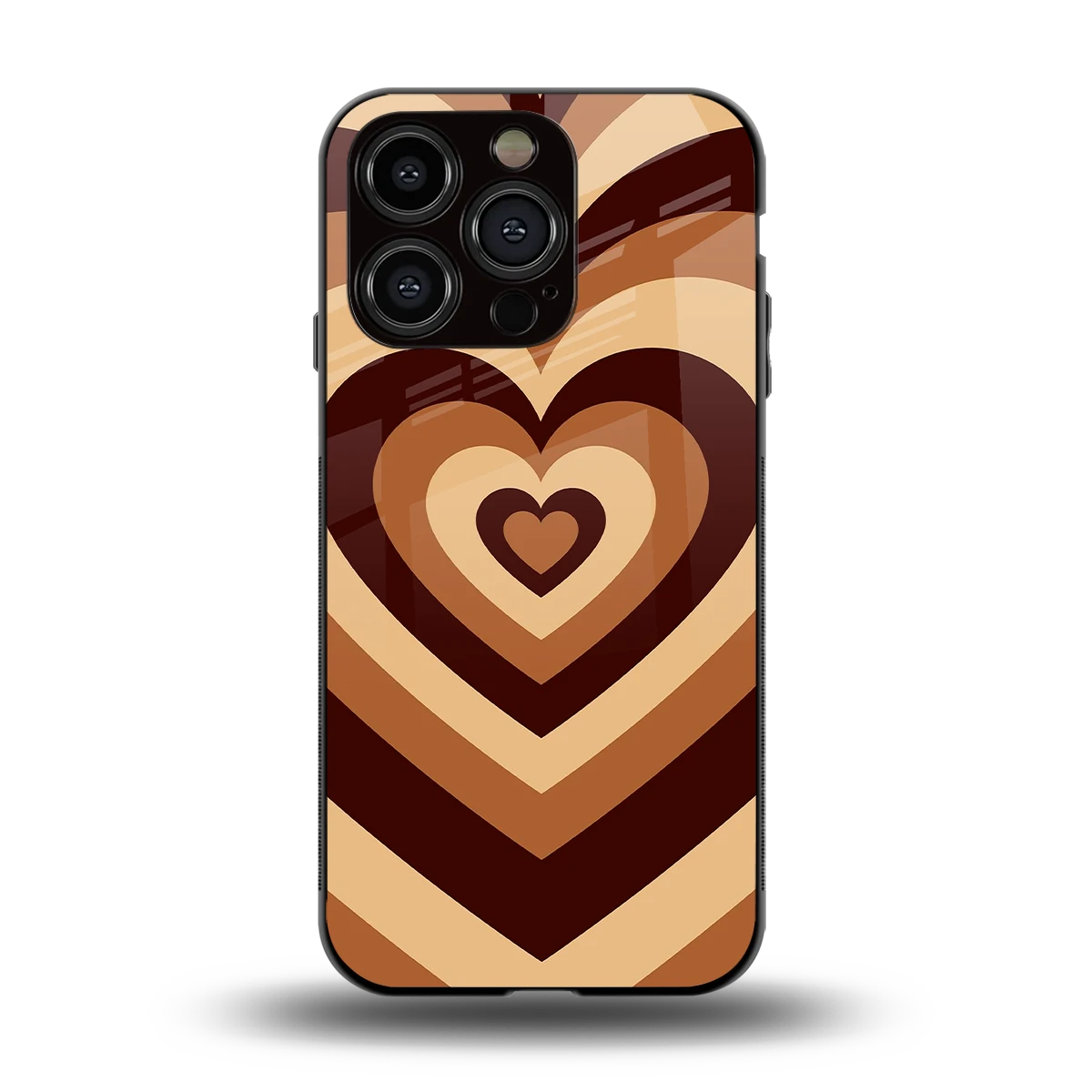 Y2K Brown Hearts back phone cover | glass case for iphone 15 pro