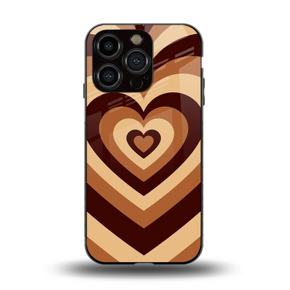 Y2K Brown Hearts back phone cover | glass case for iphone 15 pro