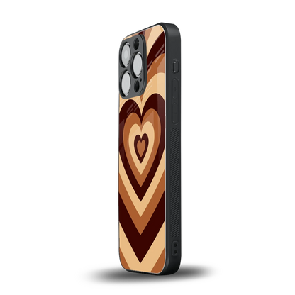 Y2K Brown Hearts iphone 15 pro mobile cover | shockproof glass phone case