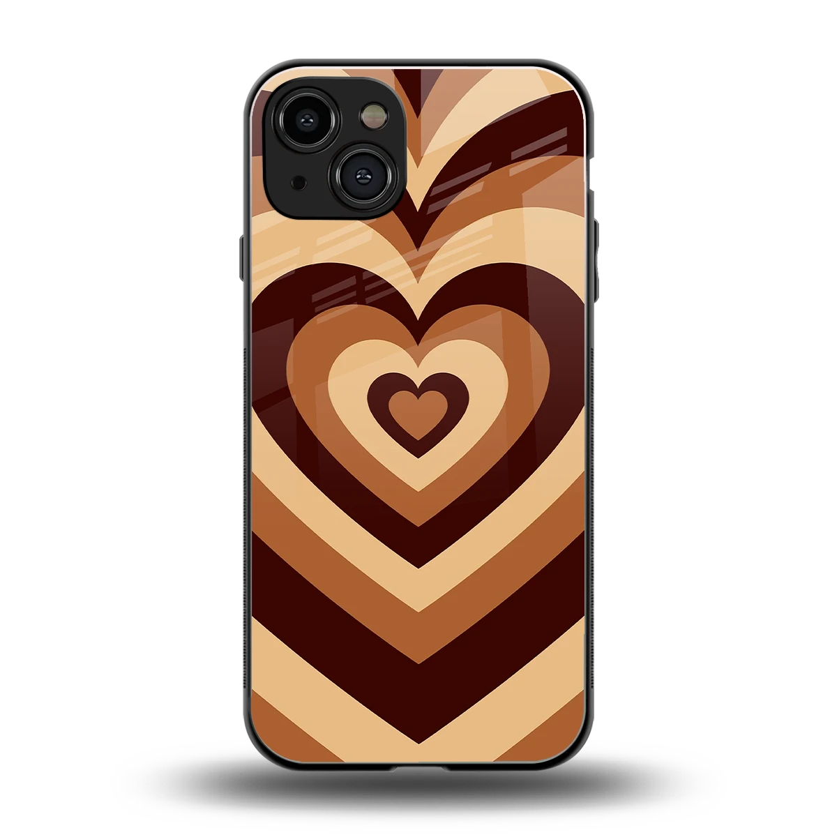 Y2K Brown Hearts back phone cover | glass case for iphone 15