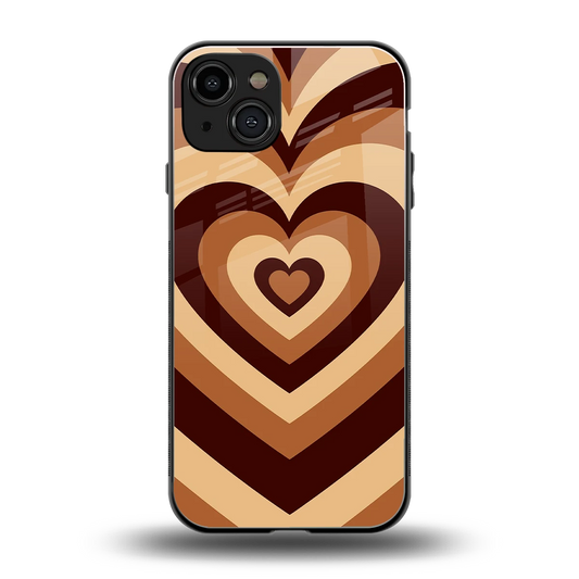 Y2K Brown Hearts back phone cover | glass case for iphone 15