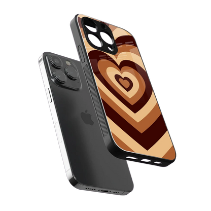 Y2K Brown Hearts sleek iphone 15 pro cover with tempered glass back and TPU edges