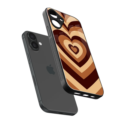 Y2K Brown Hearts sleek iphone 16 plus cover with tempered glass back and TPU edges