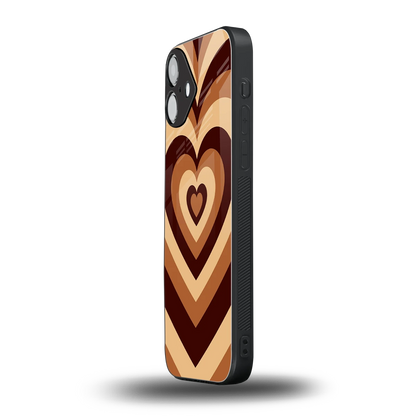 Y2K Brown Hearts iphone 16 plus mobile cover | shockproof glass phone case
