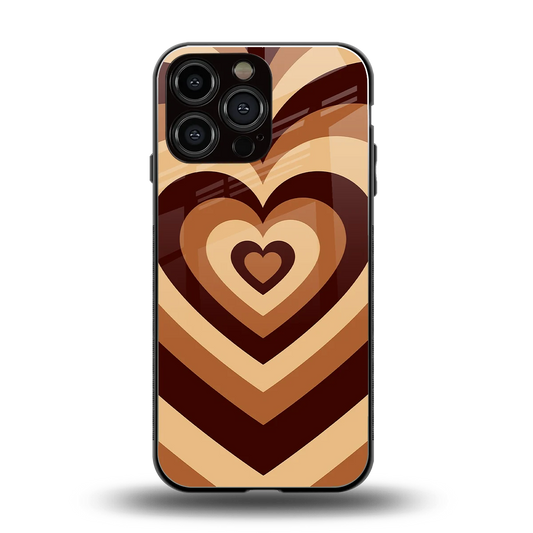 Y2K Brown Hearts back phone cover | glass case for iphone 16 pro max