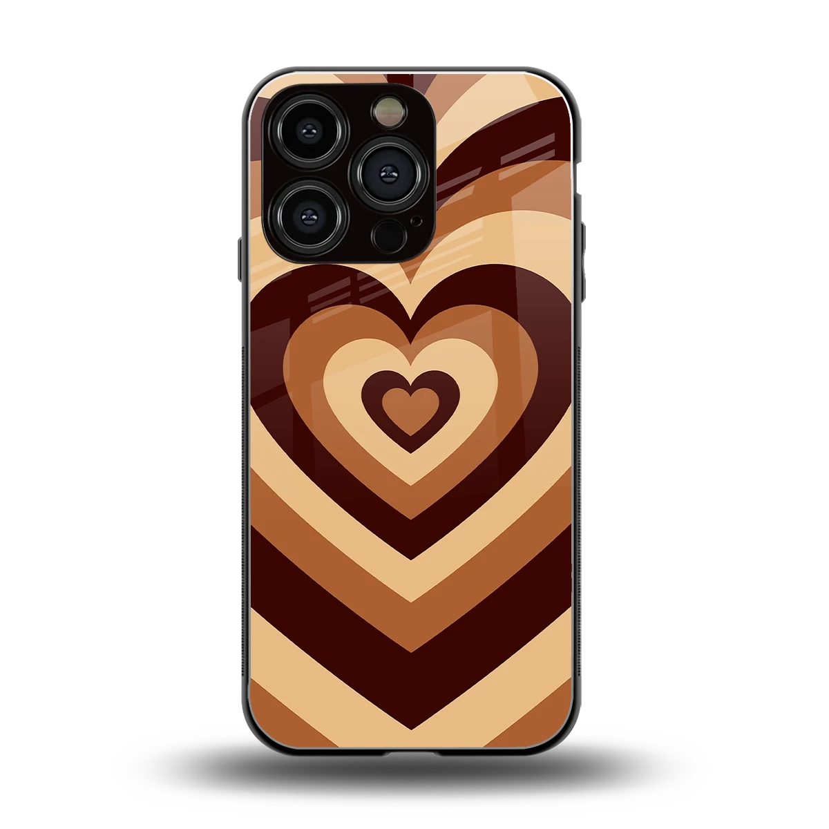 Y2K Brown Hearts back phone cover | glass case for iphone 16 pro