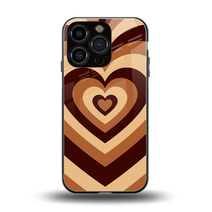 Y2K Brown Hearts back phone cover | glass case for iphone 16 pro