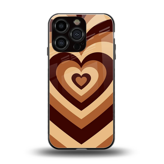 Y2K Brown Hearts back phone cover | glass case for iphone 16 pro