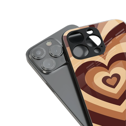 Y2K Brown Hearts stylish phone case for iphone 16 pro | glossy glass and slim fit