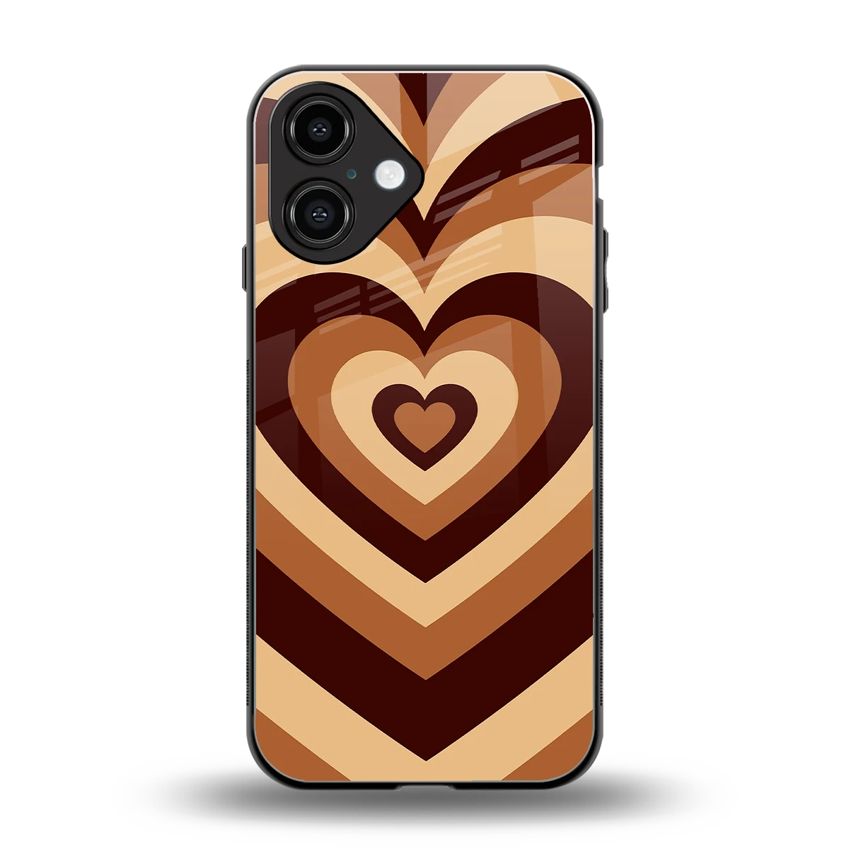 Y2K Brown Hearts back phone cover | glass case for iphone 16