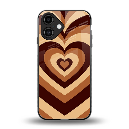 Y2K Brown Hearts back phone cover | glass case for iphone 16