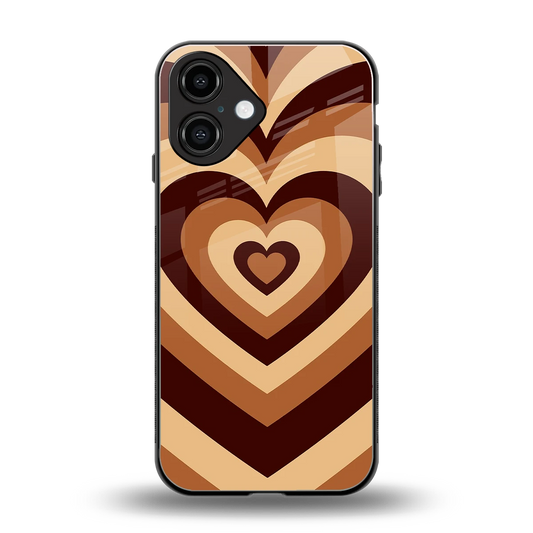 Y2K Brown Hearts back phone cover | glass case for iphone 16