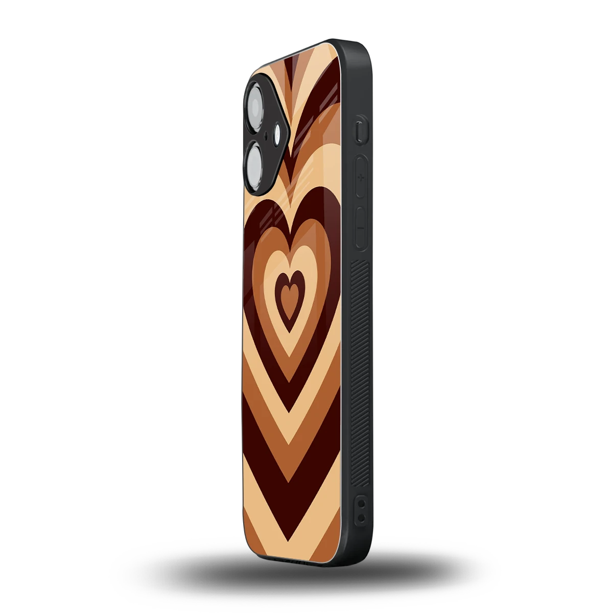 Y2K Brown Hearts iPhone 16 mobile cover | shockproof glass phone case
