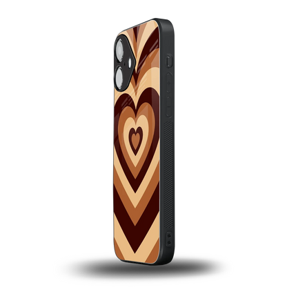 Y2K Brown Hearts iPhone 16 mobile cover | shockproof glass phone case