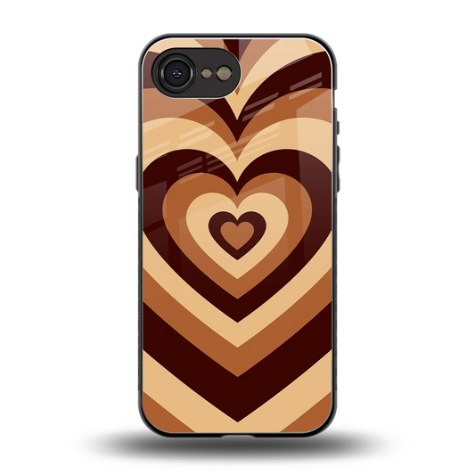 Y2K Brown Hearts back phone cover | glass case for iphone 16e
