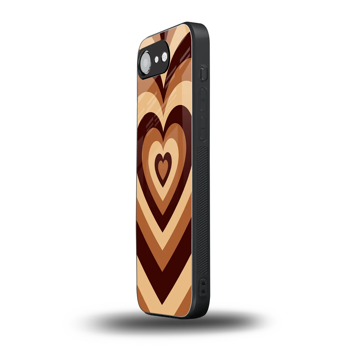 Y2K Brown Hearts iphone 16e mobile cover | shockproof glass phone case