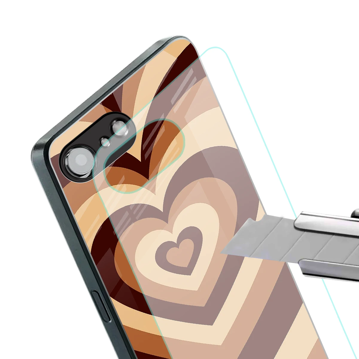 Y2K Brown Hearts stylish phone case for iphone 16e | glossy glass and slim fit