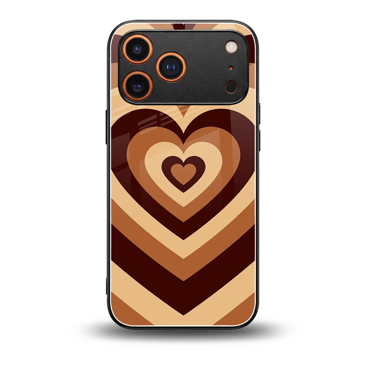 Y2K Brown Hearts back phone cover | glass case for iphone 17 pro