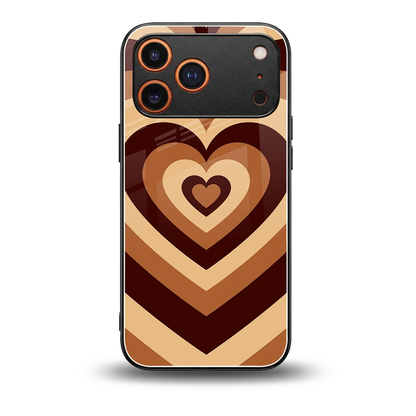 Y2K Brown Hearts back phone cover | glass case for iphone 17 pro