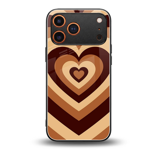 Y2K Brown Hearts back phone cover | glass case for iphone 17 pro max