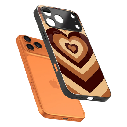 Y2K Brown Hearts sleek iphone 17 pro cover with tempered glass back and TPU edges