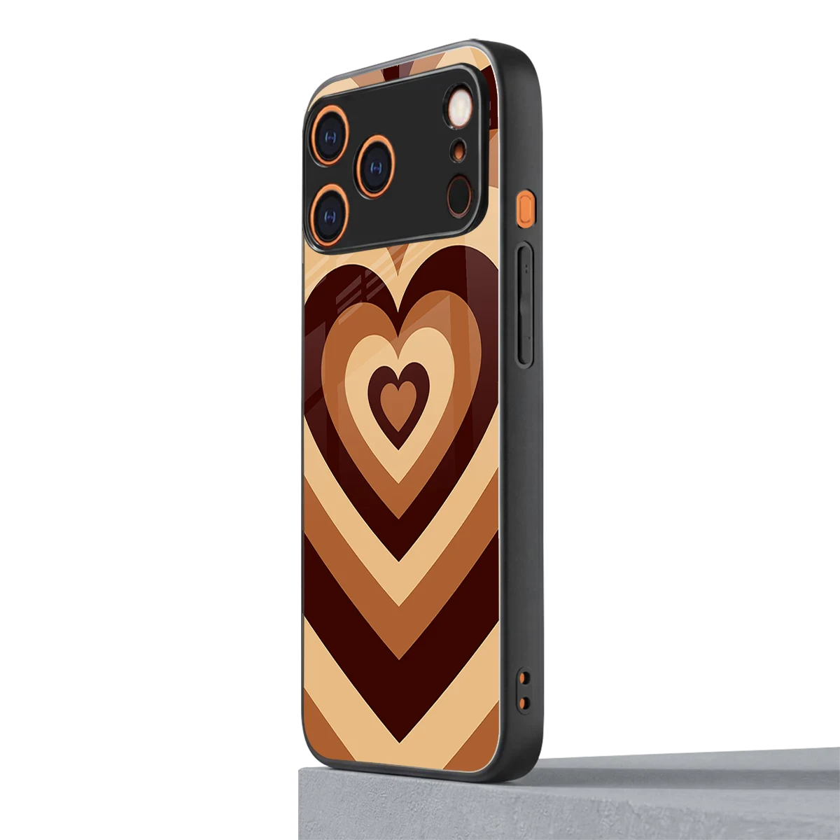 Y2K Brown Hearts iphone 17 pro mobile cover | shockproof glass phone case