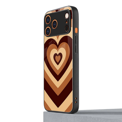 Y2K Brown Hearts iphone 17 pro mobile cover | shockproof glass phone case